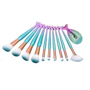 Set di pennelli trucco sirena azzurro per fondotinta sopracciglio eyeliner pennello correttore pennello trucco professionale