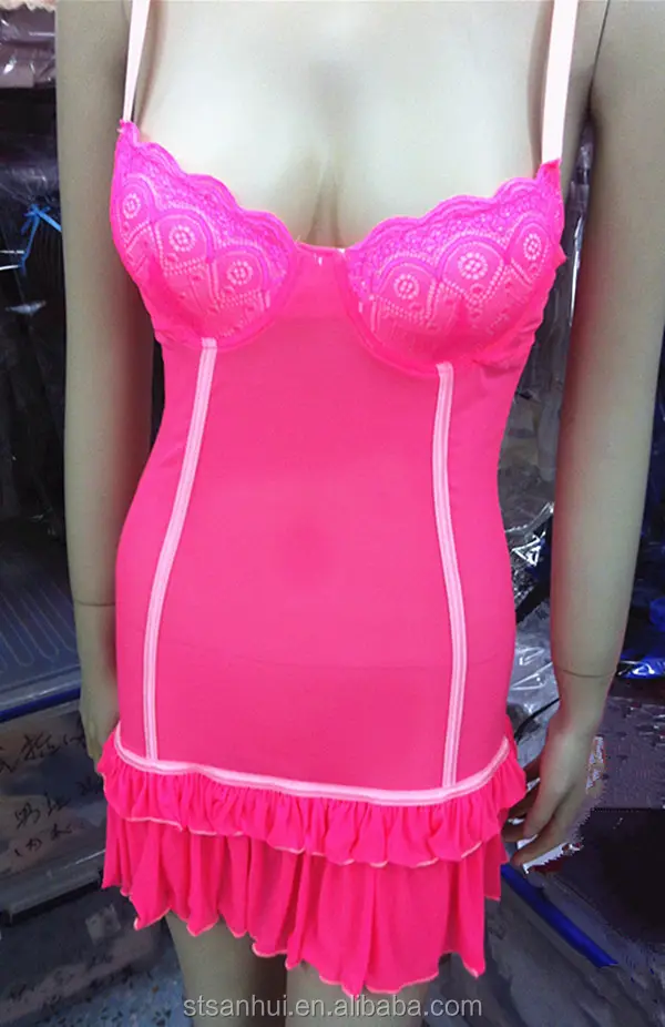 chemise de nuit sexy fashion very sexy transparent babydoll low cup lace chemise baby doll nightwear OEM factory