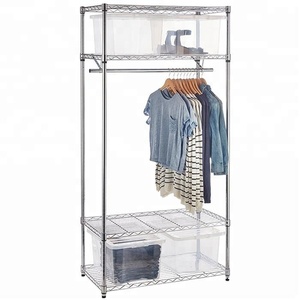 Chrome <strong>Stainless</strong> <strong>Steel</strong> Powder Adjustable Clothes Hanging Rack Shelf <strong>Shelving</strong> Customized Design for Sale - Product Image 1