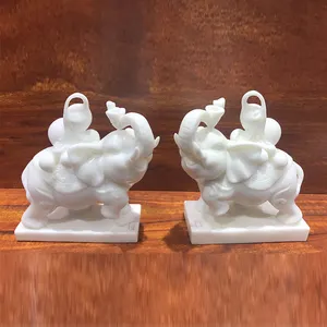Cặp trắng đá nhỏ khắc động vật voi điêu khắc khuôn
