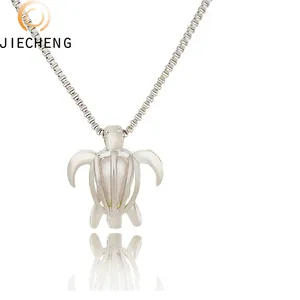 Customized Turtle sea water pearl oyster cage pearl pendants silver 925 plated pearl cages