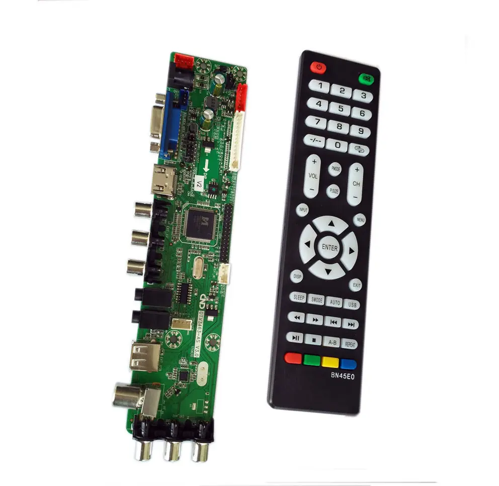 DTV3663 Universal TV Mother board for Digital TV and Analog TV with jumper selecting Panel resolution and mirror function