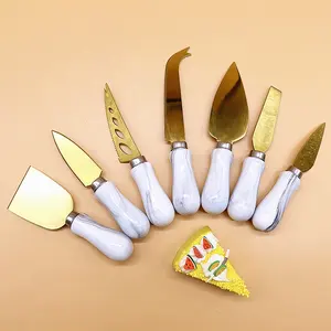Cuchillo de queso con mango de mármol, cortador, afeitadora, esparcidor