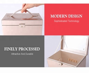 Professional Luxury Leather Mirror Vanity Cosmetic <strong>Makeup</strong> <strong>Box</strong> - Product Image 6