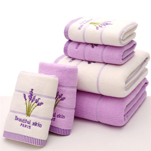 Ricamo Lavanda Cotone Set di <span class=keywords><strong>Asciugamani</strong></span> Viso <span class=keywords><strong>Asciugamani</strong></span> Telo da bagno - Product Image 2