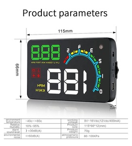 Projecteur de compteur de vitesse numérique de 4 pouces D3000 OBD2 HUD pour voiture, affichage tête haute, clé de voiture intelligente compatible avec les voitures universelles - Product Image 2