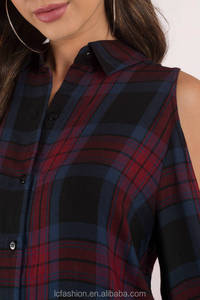Moda Ropa mujeres hombro frío mangas largas a <span class=keywords><strong>cuadros</strong></span> señoras blusas otoño tops-2017 - Product Image 4