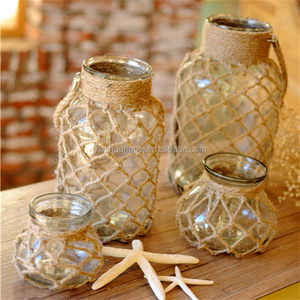<span class=keywords><strong>Vase</strong></span> en verre transparent européen avec corde en chanvre pour décorer la maison et les fêtes - Product Image 4