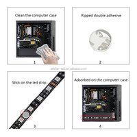 RGB magnética tira LED luces Kit completo para PC ordenador caso SATA interfaz de fuente de alimentación fijas por imán de Color de Control remoto