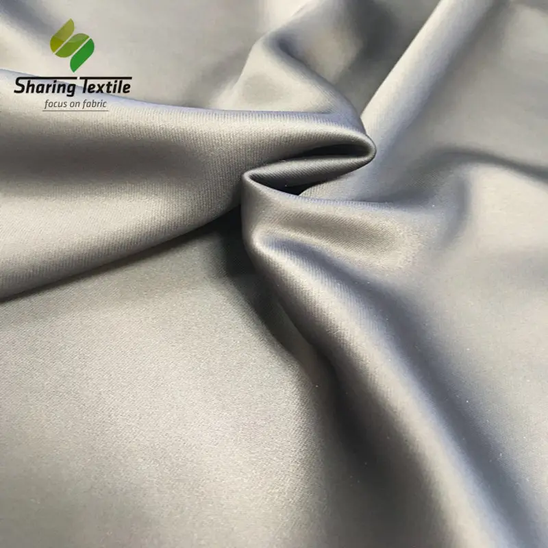 150DPolyester elastan atkı ipliği streç saten örgü kumaş/geniş genişlik haraç ipek kumaş tam elbise için/Spandex saten kumaş