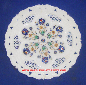 Belle plaque d'incrustation en marbre faite à la main décorative pour la maison - Product Image 1