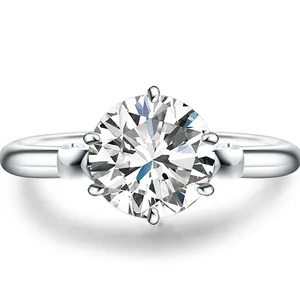 China Factory Direct Selling Prices 14K 18K Real White Gold Diamond Solitaire Engagement Ring