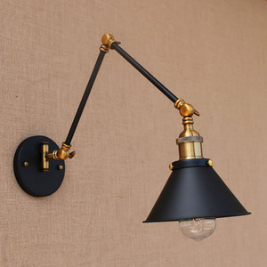 Lampada da parete Vintage in ferro industriale <span class=keywords><strong>con</strong></span> LED a <span class=keywords><strong>braccio</strong></span> oscillante lungo per parete E26 Base per illuminazione cucina nera - Product Image 4