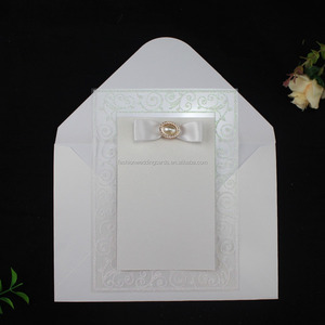 Invitation <span class=keywords><strong>de</strong></span> <span class=keywords><strong>mariage</strong></span> élégante <span class=keywords><strong>de</strong></span> style européen avec nœud en perles, en acrylique, avec enveloppe et cartes d'invitation en PVC transparent - Product Image 5