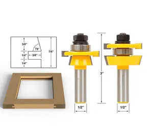 L-N003 11 # ensemble d'embouts de routeur Rail & Stile-Shaker 2 pièces. Couteau de porte à tige de 1/2 pouces coupe-bois coupe-Tenon pour outil de travail du bois