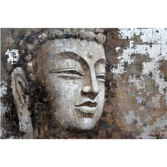Personnalisé Design peint à la main Peinture Murale Abstraite Bouddha visage galerie d'art