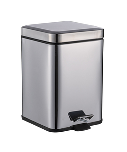 Home Bathroom Household Cleaning Tools Accessories Stainless Steel Square Foot Pedal Trash Can Waste bin