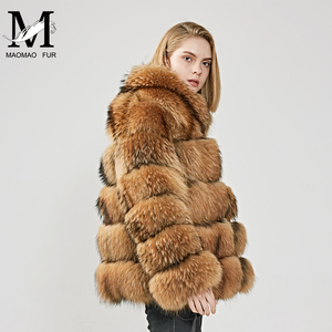 Chaqueta de piel de <span class=keywords><strong>mapache</strong></span> Real para mujer, moda al por mayor, abrigo de piel Natural personalizado, cálido para invierno - Product Image 5