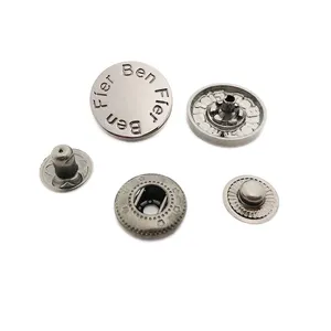 Gunmetal engraved logo custom four parts metal press snap fasteners button for decorative