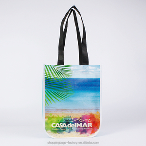 Sacs à provisions non tissés à coins ronds imprimés personnalisés avec des dessins simples Sacs fourre-tout stratifiés recyclés avec poignées <span class=keywords><strong>pour</strong></span> supermarché - Product Image 2