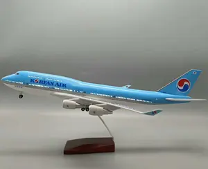 उच्च qualityKorean 747 एलईडी विमान मॉडल आवाज नियंत्रण यात्री मॉडल 1:150 47cm राल हवाई जहाज मॉडल