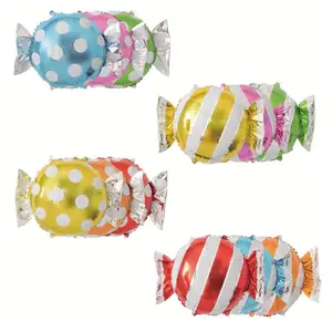 Festival colorful kids birthday balloons sweety inflatable air balloon latex free stripe round dot candy shaped balloons