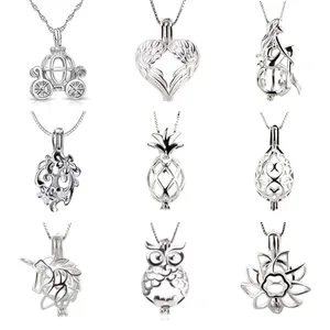 925 Sterling <span class=keywords><strong>Silver</strong></span> Mutiara Sangkar Liontin Kalung - Product Image 1