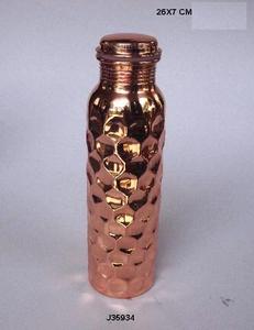 Botella de Agua de Cobre con Acabado Martillado para Beneficios para la Salud, Botella de Agua para Yoga, Botella de Agua Ayurvédica - Product Image 5