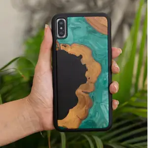 2024 Unique Natural Wood Fusion Burl Design Resin Phone Case Mobile Accessories