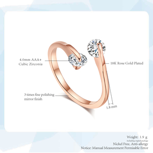 <strong>Two</strong> <strong>Stone</strong> Open Twist <strong>Ring</strong> Women Round Cubic Zirconia Bypass Adjustable Promise <strong>Ring</strong> Minimalist Wedding Engagement Jewelry Gift - Product Image 6