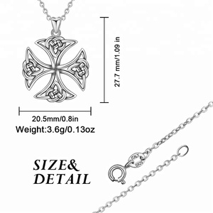 アンティークシルバーケルト925スターリングシルバークロスノットペンダントメンズイエスジュエリー