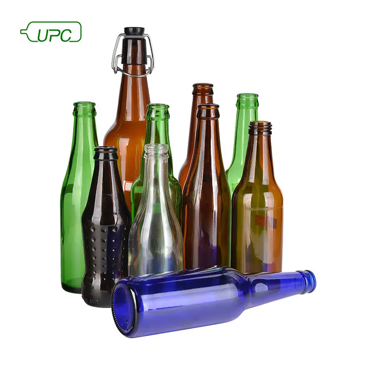 UPC-Garrafa De Cerveja De Vidro Âmbar Garrafa de vidro Verde Claro COROA Cap Hot Stamping de Bebidas para o Fabricante de Cerveja 330ml 500ml Clara