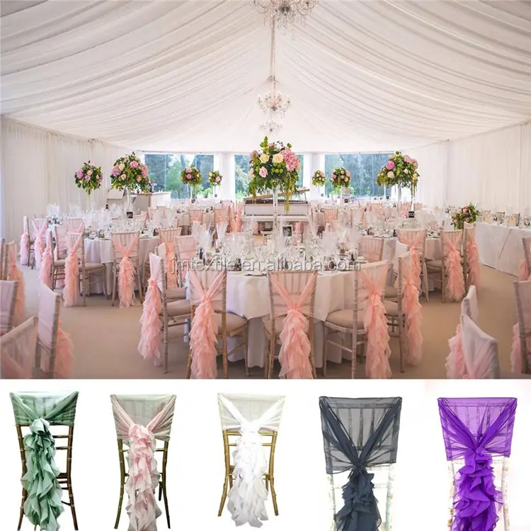 Wholesale Fancy Milk Gauze Chair Sashes Chiffon Chiavari variy Chair Sashes for Wedding