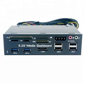 Multi Function 5.25 Inch Media Dashboard USB ESATA SATA Ports Front Panel for All In One Card Reader