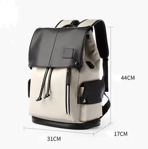 Mochila de cordão, venda quente, faculdade, bolsa de couro pu, para laptop, masculina, fábrica da china