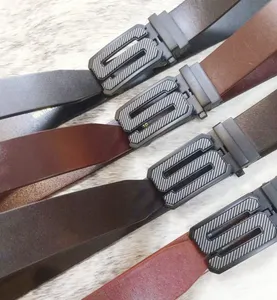 3.5cm width high quality S letter S buckle fashion men's genuine italian real leather easy clip removable automatic belt