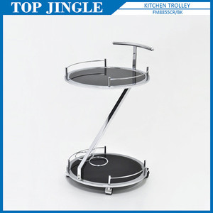 Chariots de service en verre noir, 2 niveaux, allonge la cuisine - Product Image 3