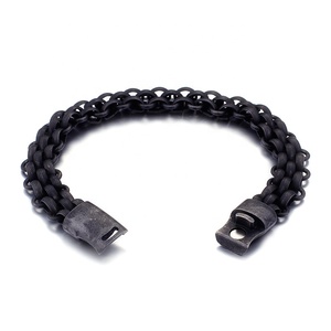 Gerçek U paslanmaz çelik zincir bilezik erkekler için klasik altın kaplama Engravable suudi arabistan takı erkek bilezik - Product Image 4