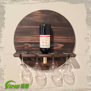 Étagère à bouteilles de vin en bois de forme ronde, support mural en bois et en verre, style vieilli, présentoir rond suspendu, rayonnage Vintage pour les plantes à vin - Product Image 2