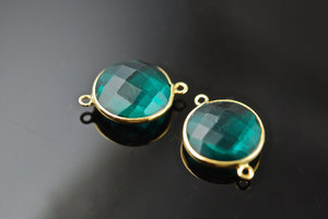 Conector de turmalina Hydro Petro/Coral para Vermeil Gold-925 Sterling Silver Jewelry Petrol Gemstone Component - Product Image 1