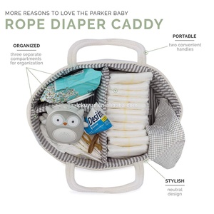 KUYUE Baby Rope Diaper Caddy - Nursery <strong>Storage</strong> <strong>Bin</strong> and Car Organizer for Diapers and Baby - Product Image 3