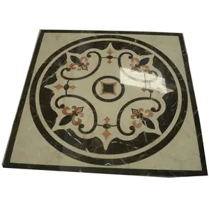 Natural Marble Floor Medallion Design Marble Waterjet for Flower Pattern Floor Tile