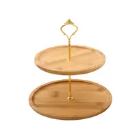 2/3 tier cake stand vassoio da portata in bambù piatto da frutta elegante porta cupcake da sposa piatto da scacchi in legno piatti da insalata vassoi in legno