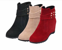 Botas femininas confortáveis no tornozelo, fantasias casuais, calçados de cunha, para mulheres, venda imperdível
