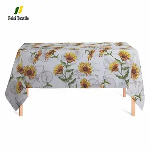 ダイニングテーブル用の野生の菊の花のお母さん黄色のテーブルクロス