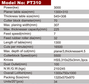 Raboteuse à bois de 12 "à haute épaisseur pour le travail du bois et combiner le dégauchisseuse de banc électrique en bois T310 220v/380v en vente - Product Image 6