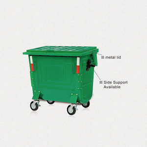 กลางแจ้งโลหะ Waste รถเข็นขยะถังชุบสังกะสีถังขยะ - Product Image 5