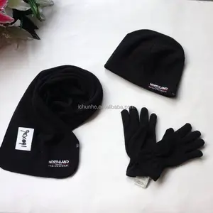 Red Colors Ladies Polar Fleece Winter Scarf Hat Gloves Sets Factory