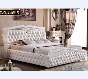 Mobiliario moderno juego de dormitorio Queen cuero marco de madera cama - Product Image 2