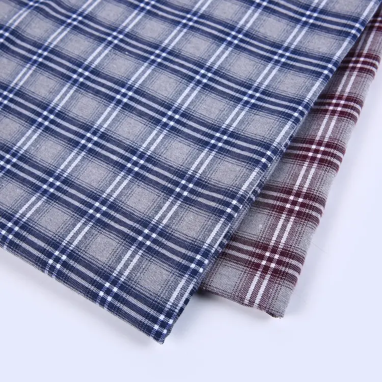 75 polyester 25 cotton tela garment gingham check luxury shirt fabric mens